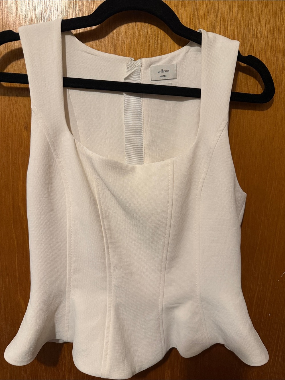 Aritzia Wilfred Cream Peplum Square-Neck Tank